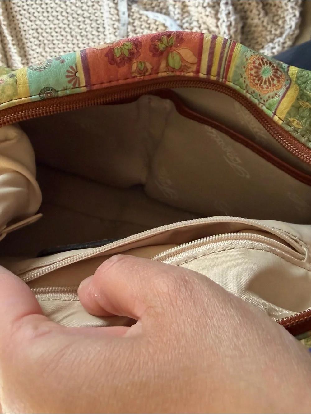 Fossil Multicolor Floral Stripe Shoulder Bag